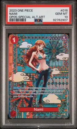 One Piece 2023 - Nami SP OP01-016 OP05 Special Alternate Art Card - PSA 10 - Image 1
