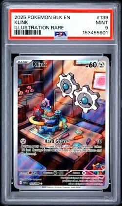 2025 POKEMON BLK EN-BLACK BOLT ILLUSTRATION RARE #139 KLINK PSA 9 - Image 1