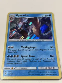 Pokemon TCG Gyarados 33/147 Rare Burning Shadows Holo NM - Image 1