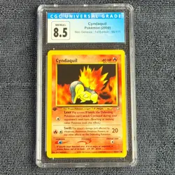 Pokemon Cyndaquil 1st Ed. 56/111 CGC 8.5 NM/M+ Blue Label 2000 Neo Genesis TCG - Image 1