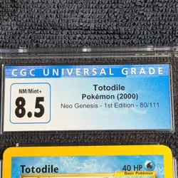Pokemon Totodile 1st Ed. 80/111 CGC 8.5 NM/Mint+ Blue Label 2000 Neo Genesis TCG - Image 3