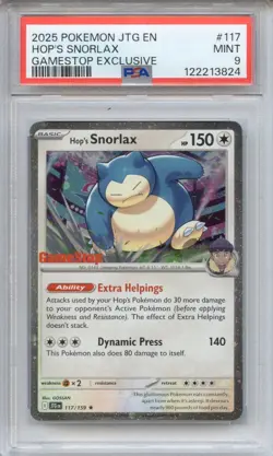 2025 Pokemon Hop's Snorlax GameStop Exclusive #117 PSA 9 MINT Journey Together - Image 1