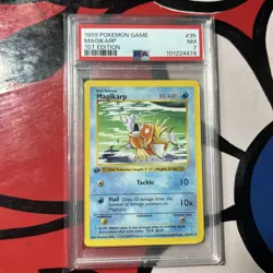 1999 POKEMON BASE SET 1ST EDITION #35 MAGIKARP PSA 7 - Image 1