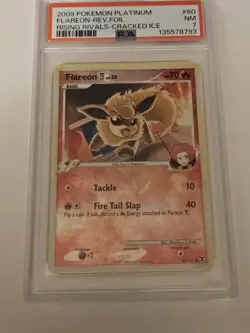 Pokemon Flareon Cracked Ice Foil 60/111 PSA 7 Low POP Only 16 Rising Rivals - Image 1