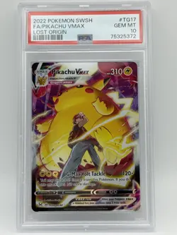 2022 Pokemon SWSH Lost Origin #TG17 FA Pikachu VMax PSA 10 GEM MINT - Image 1
