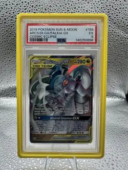 2019 Pokemon Cosmic Eclipse Arceus Dialga Palkia GX #156 PSA 5 ADP Tag Team - Image 1