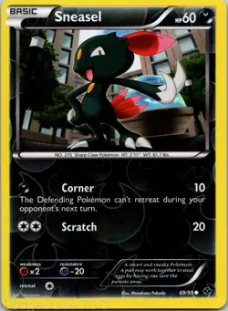 Sneasel 69/99 Common Next Destinies Pokemon Reverse Holo NM - Image 1