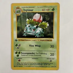 1st Edition Shadowless Ivysaur 30/102 Base Set Pokemon Card Rare HP - Image 1