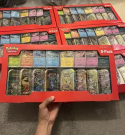 Prismatic Evolutions Mini Tins 8-Pack Costco Exclusive Pokemon TCG damaged box - Image 1