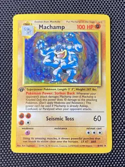 Machamp 8/102 Holo Rare 1st Edition Base Set WOTC Pokemon Card MP/LP - Image 1