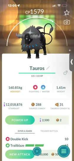 Pokemon Go Shiny Tauros ( Water) - Image 1
