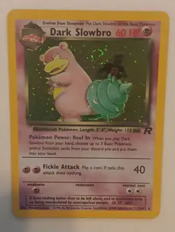 Dark Slowbro 12/82 Rocket Holo Rare Vintage Pokemon TCG w SWIRL - Image 1