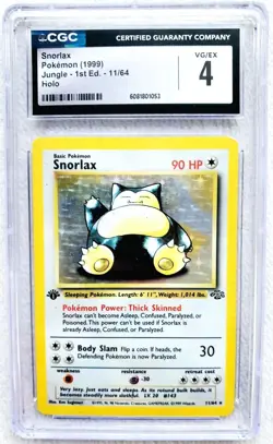 FIRST EDITION SNORLAX Jungle HOLO Rare 1st Ed # 11/64 Holo Pokemon Card CCC 4! - Image 1