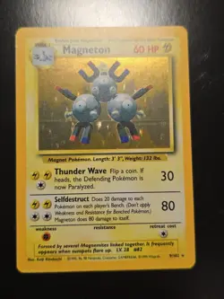 Magneton 9/102 Base Set Holo Rare Vintage WOTC LP/LP+ Pokemon Card - Image 1