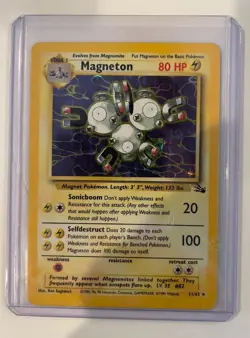 Pokemon Fossil Set Unlimited Magneton 11/62 Holo Rare NM-LP - Image 1