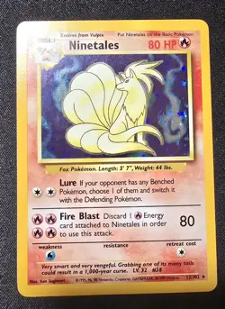 Pokemon Base Set Ninetales Holo 12/102 Lightly Played LP Vintage WOTC - Image 1