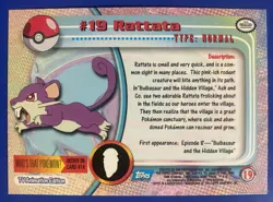 1999 Pokemon TV Animation Series Rattata #19 HOLO Blue Logo - Near Mint - Image 3