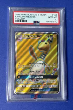 2019 Pokemon Sun & Moon FA/Ampharos GX Team Up #163 PSA 10 GEM MT - Image 1