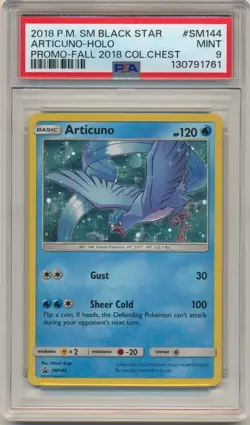 2018 Pokemon SM Black Star Promo Articuno #SM144 Holo PSA 9 MINT Fall Chest - Image 1