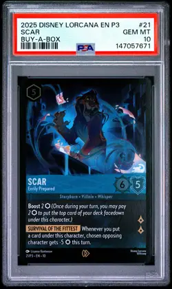PSA 10 SCAR - EERILY PREPARED 21 BUY-A-BOX DISNEY LORCANA EN P3-PROMO LORCANA - Image 1