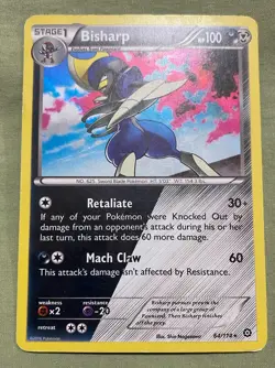 Bisharp 64/114 - XY Steam Siege - Rare Holofoil - Dual Type Pokemon Card - Image 1