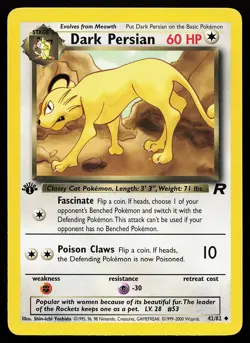 Dark Persian 42/82 1st Edition Uncommon Team Rocket Pokemon Card - Image 1