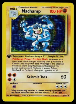 Pokemon Card - Machamp Base Set 1st Edition 8/102 Holo Holo Rare - Image 1