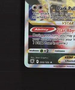 Darkrai VSTAR 099/189 Astral Radiance Ultra Rare Holo Pokemon Card NM - Image 5