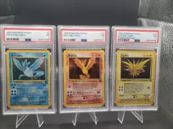 PSA 1 Sequential Set Of Pokemon Fossil Legendary Birds Articuno, Moltres, Zapdos - Image 1