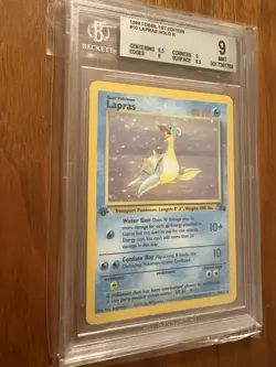 Pokemon Fossil 1st Edition Lapras Holo Rare 10/62 Beckett Graded 9 1999 - Image 2