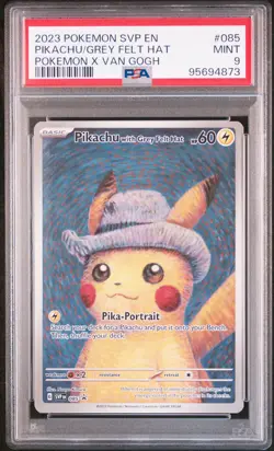 2023 POKEMON SVP EN-SV BLACK STAR PROMO #085 PIKACHU WITH GREY FELT HAT PSA 9 - Image 1