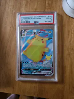 PSA 8 2021 Pokemon Celebrations Surfing Pikachu VMAX #009 Full Art Holo - Image 1