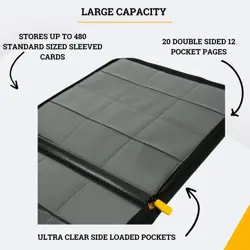 - 12 Pocket Premium Binder with Zipper for 480 Cards Trading Card Games TCG (... - Image 3