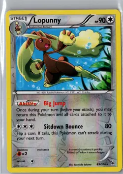 Lopunny 85/106 Rare Flashfire Pokemon Reverse Holo Near Mint - Image 1