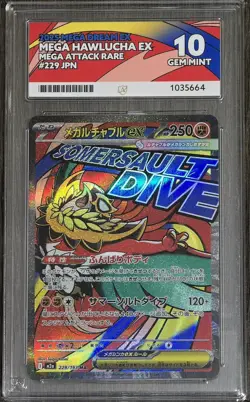 Pokemon TCG 2025 Mega Dream Mega Hawlucha Ex Mega Attack Rare 229/193 ACE GM 10 - Image 1