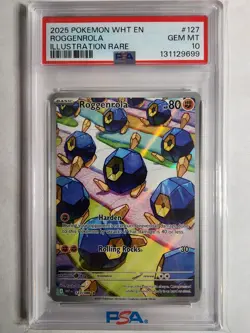 2025 Pokemon - Roggenrola 127/086 Sv: White Flare Holo IR PSA 10 Pop 39 - Image 1