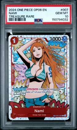 2024 ONE PIECE OP06-WINGS OF THE CAPTAIN TREASURE RARE #007 NAMI PSA 10 - Image 1
