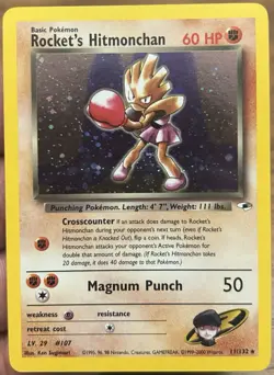 Rocket’s Hitmonchan 11/132 Gym Heroes Unlimited Holo Rare Pokemon Card NM - Image 1