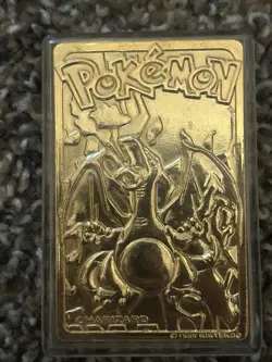 1999 Pokemon 23K Gold Plated Bar Burger King Nintendo Promo Card Charizard - Image 1