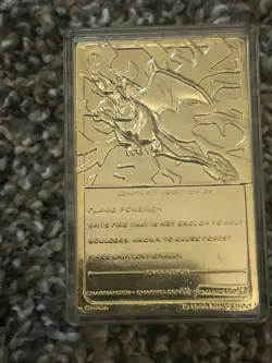 1999 Pokemon 23K Gold Plated Bar Burger King Nintendo Promo Card Charizard - Image 2