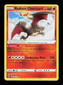 Radiant Charizard 020/159 Radiant Rare Crown Zenith Pokemon Near Mint - Image 1