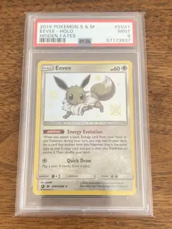 Pokemon TCG Eevee SV41/SV94 Hidden Fates Shiny Vault Holo PSA 9 Rare 2019 - Image 1