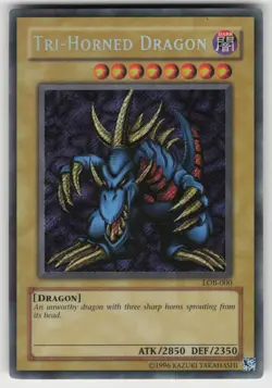 Tri-Horned Dragon (LOB-000) 2002 Original Secret Rare Unlimited Yugioh - Image 1
