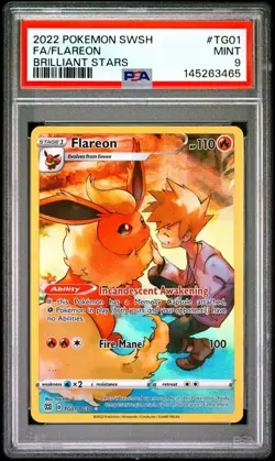 2022 Pokemon Brilliant Stars # TG01 Full Art Flareon PSA 9 Card Trusted Seller! - Image 1