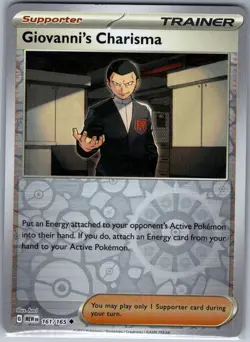 Giovanni's Charisma 161/165 Reverse Holo Scarlet & Violet 151 - Pokemon Card NM - Image 1