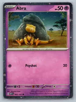 Abra SV: Scarlet & Violet 151 #063/165 Common,Cosmos Holo Pokemon Card - Image 1