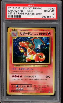 2016 Pokemon Charizard Let's Trade Please 20th Japanese XY Promo #280 PSA 10 - Image 1