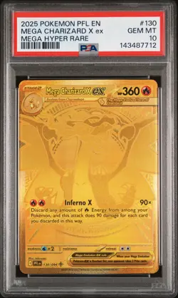 2025 POKEMON PFL EN-PHANTASMAL FLAMES MEGA HYPER RARE MEGA CHARIZARD X EX PSA 10 - Image 1