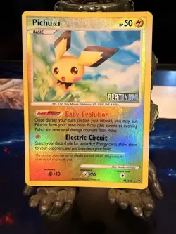 2008 Pokemon, Stormfront, #45/100 Pichu, Reverse Holo, Burger King Promo, Stamp - Image 1