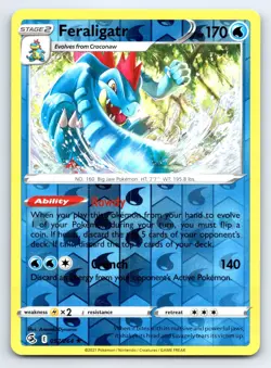Pokemon Feraligatr SWSH08: Fusion Strike SWSH08 Reverse Holofoil 057/264 NM TCG - Image 1